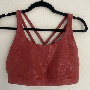lululemon Special Edition Energy Bra Shine Soft Cranberry Pink Foil  - Size 12